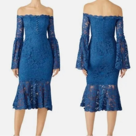 Nicholas Blue Lace Octavia Cocktail Dress Size 0 G - Picture 1 of 10
